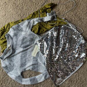 3-Piece Party Bundle – NWT Metallic Mini Skirt + H&M Mini Dress + Top